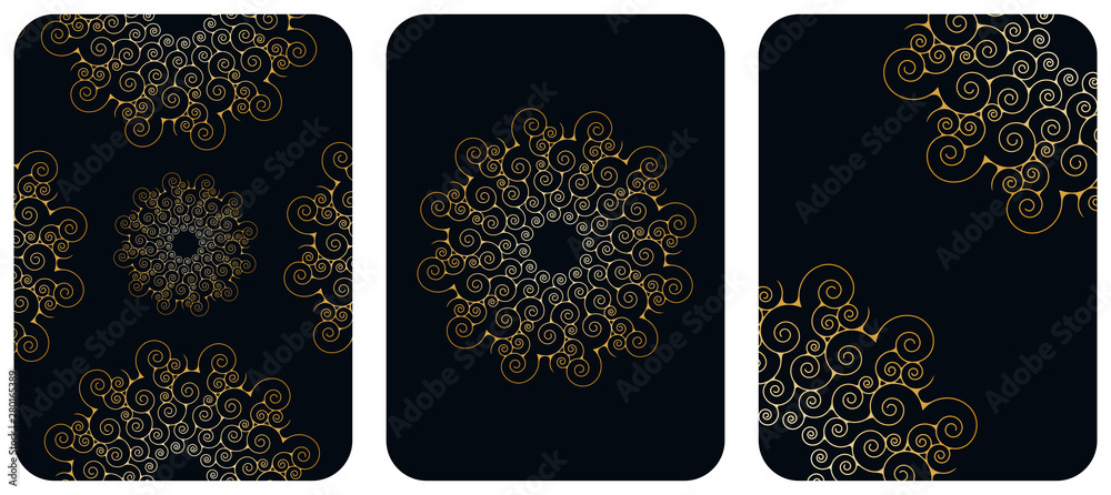 spiral mandalas cards gold black spiral mandalas cards gold black