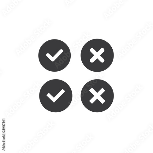 Black check Mark isolated flat web mobile Icon / vector.