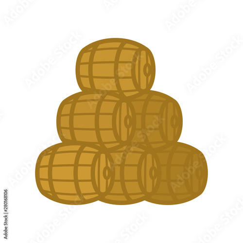 Wooden barrel pile isolated. cask vector illustration 