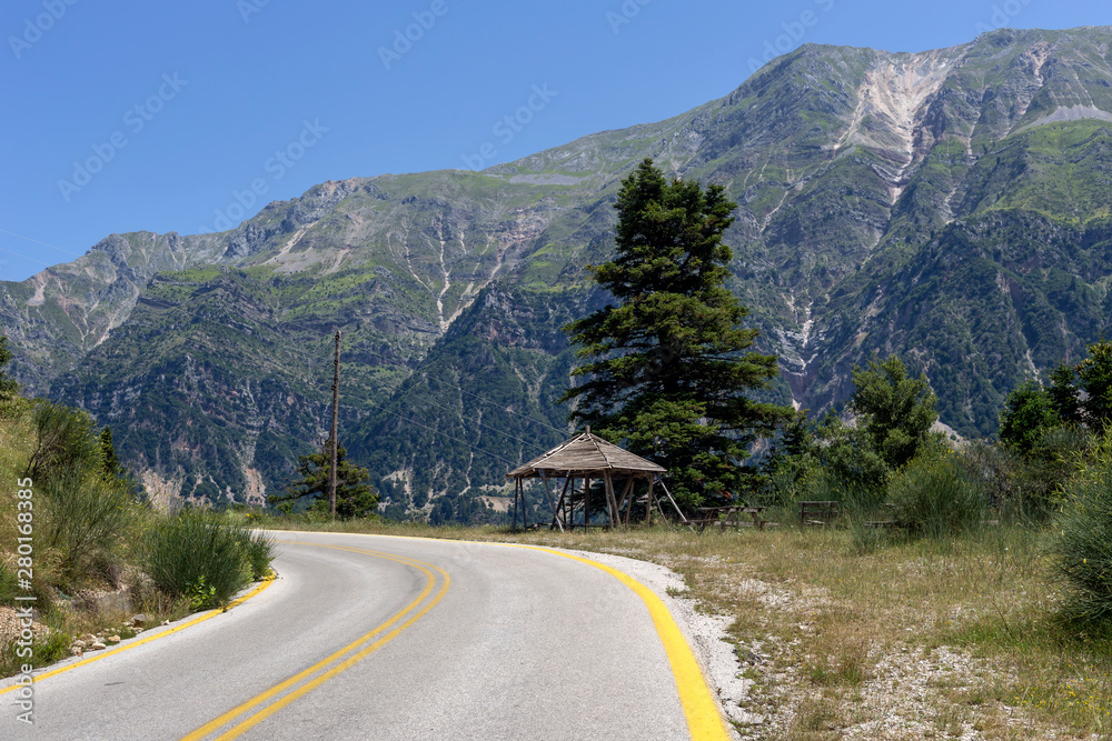The road to the Greek village Melissourgoi (Epirus, Greece).