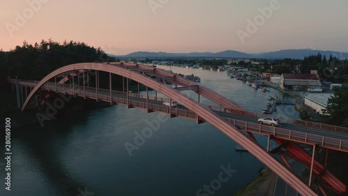 Aerial View Over Rainbow Bridge and The Swinomish Channel LaConner Washington photo