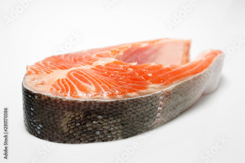 fresh salmon on white background