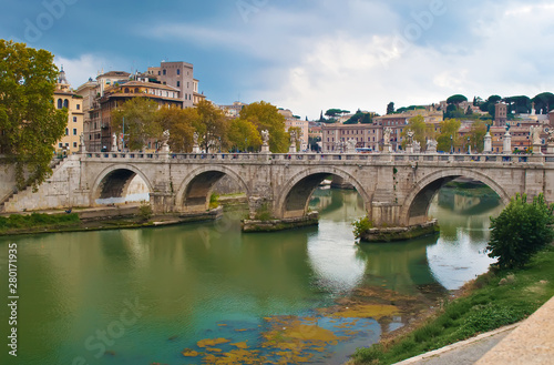 View of white Ponte Sant'Angelo bridge © shinedawn