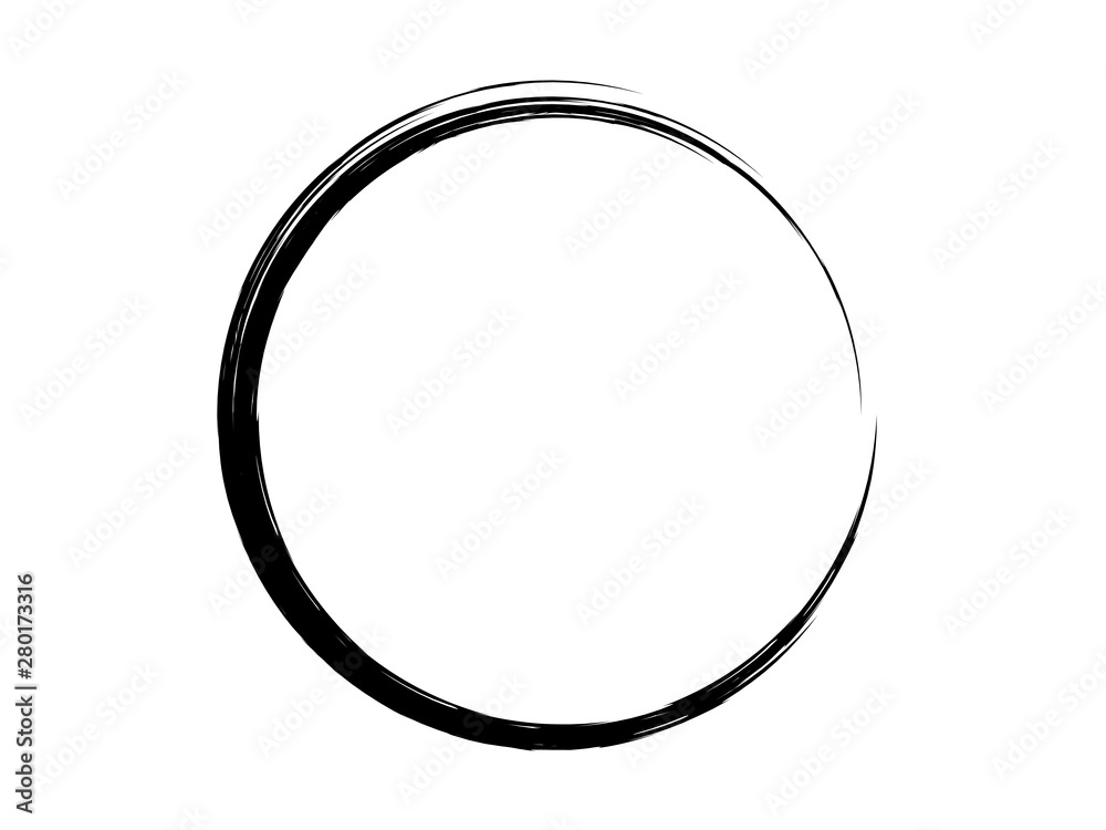 Grunge circle made with art brush.Grunge oval shape made of black ink. Grunge circle made with art brush.Grunge oval shape made of black ink.