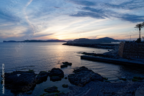 Scenics sunset view over Capo Caccia from Alghero