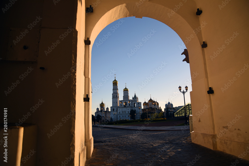 Architecture of Moscow Kremlin. Color photo.