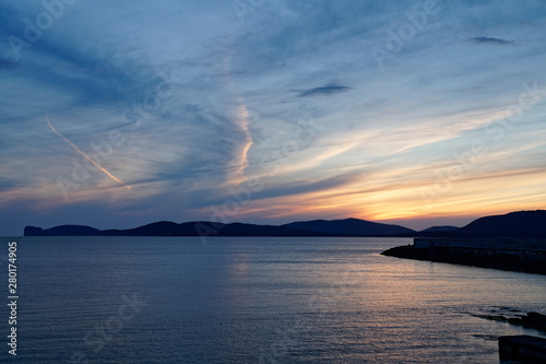 Scenics sunset view over Capo Caccia from Alghero