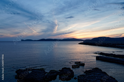 Scenics sunset view over Capo Caccia from Alghero