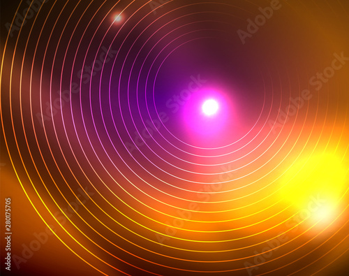 Neon circles abstract background