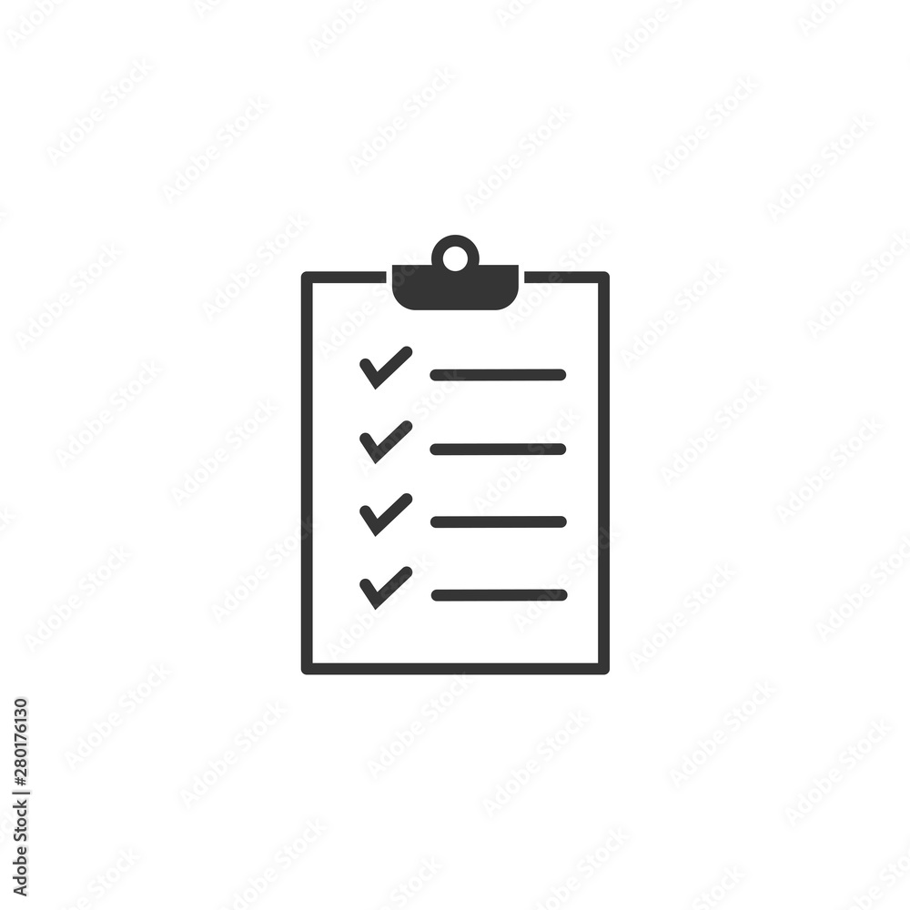 Tasks symbol vector sign isolated on white background. Simple logo vector illustration for graphic and web design. Signed approved document. Project completed.