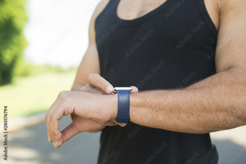 Fototapeta premium Athletic man practicing sport outdoor