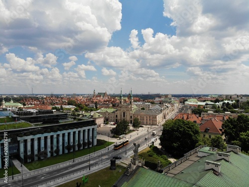 Amazing view from above. The capital of Poland. Great Warsaw. city center and surrondings. Aerial photo created by drone. National library of Poland