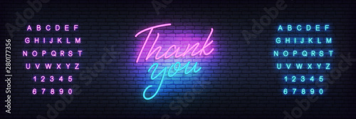 Thank you neon template. Neon lettering banner Thank you