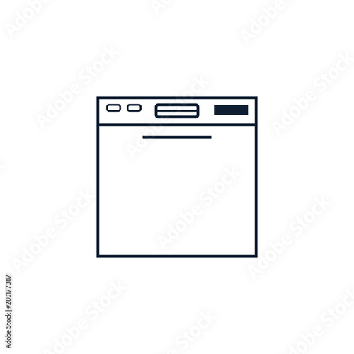 Dishwasher line icon, kitchen furniture.Vector Illustration