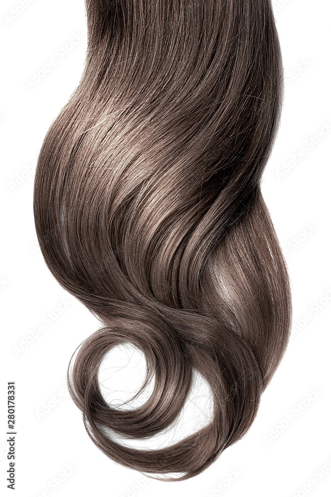 Brown wavy hair isolated on white background