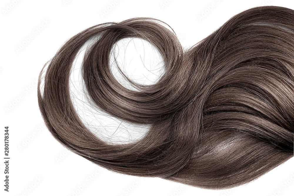 Fototapeta premium Brown wavy hair isolated on white background