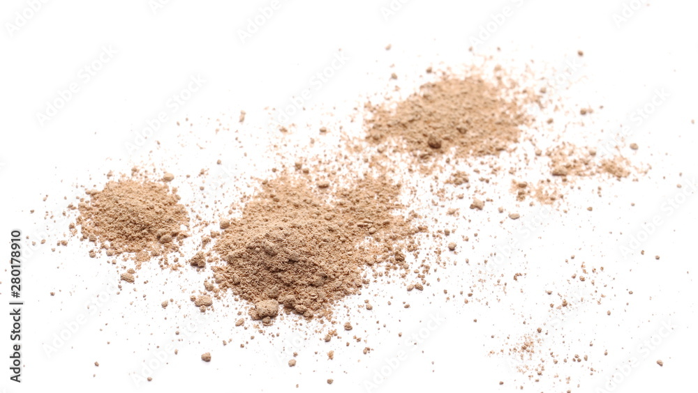 Milled chocolate powder isolated on white background