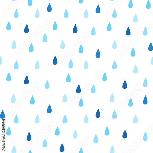 Seamless vector pattern with rain drops. Spring abstract background in shades of blue.