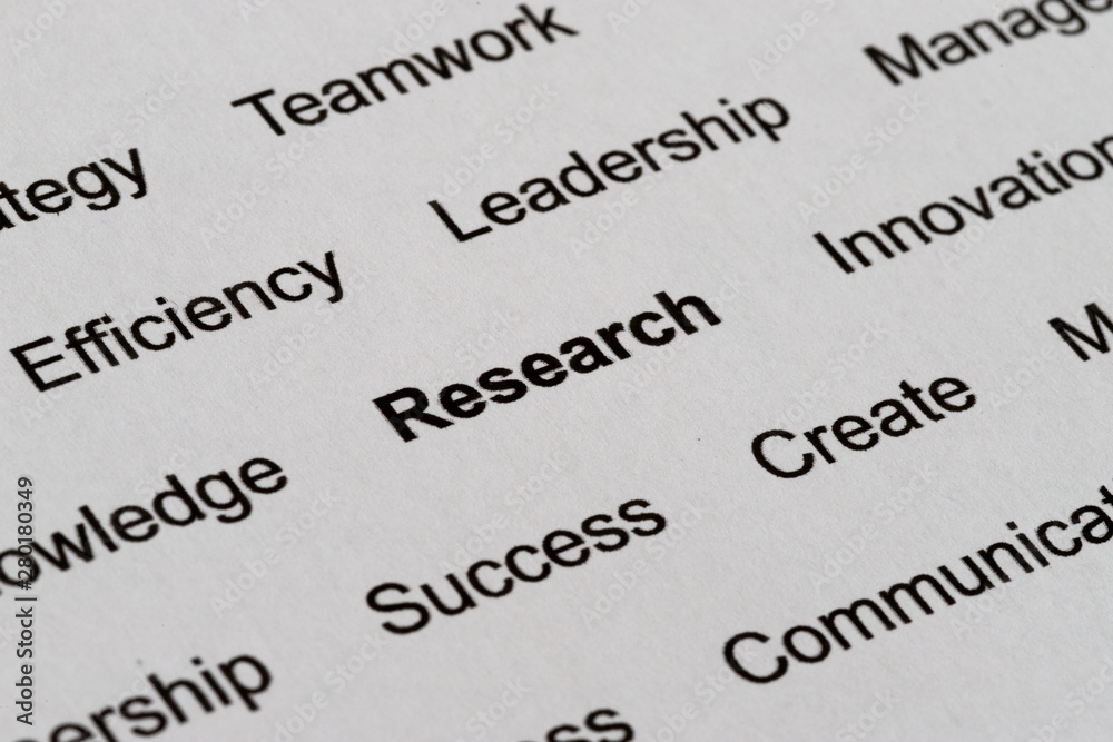 Business Management Buzzwords on Printed Paper Business Management Buzzwords on Printed Paper
