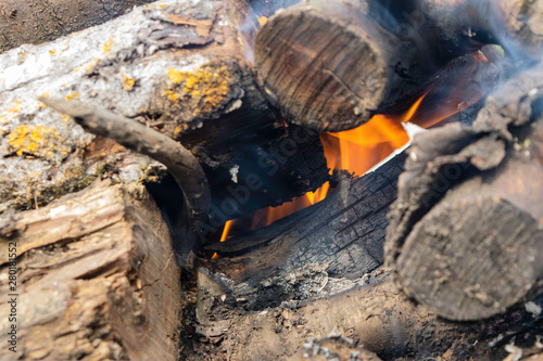 firewood burning on a brazier brazier  fire  coals  background