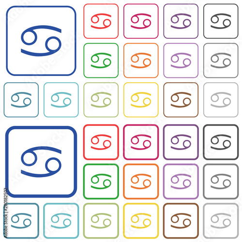 Cancer zodiac symbol outlined flat color icons