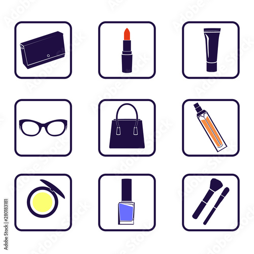 set of comsetic icons vector