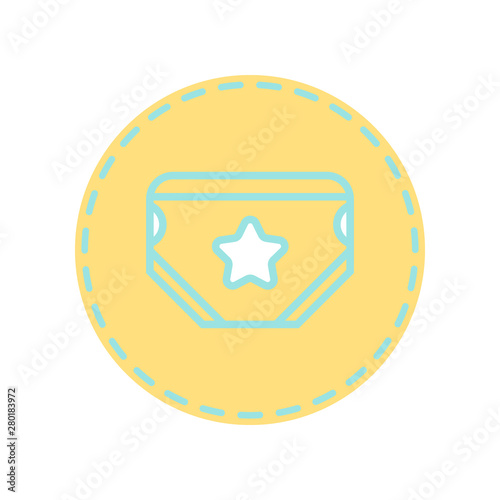 Flat style icon of baby diaper for happy child. Simple object for kid comfort.