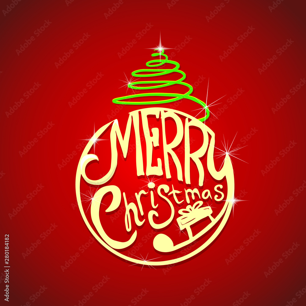 Merry Christmas. A ball with Christmas tree abstraction. Vinctor