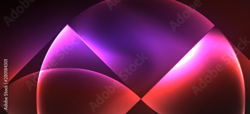 Dynamic lines and shapes, glass neon glowing effect. Modern neon glow geometric shapes, great design for any purposes