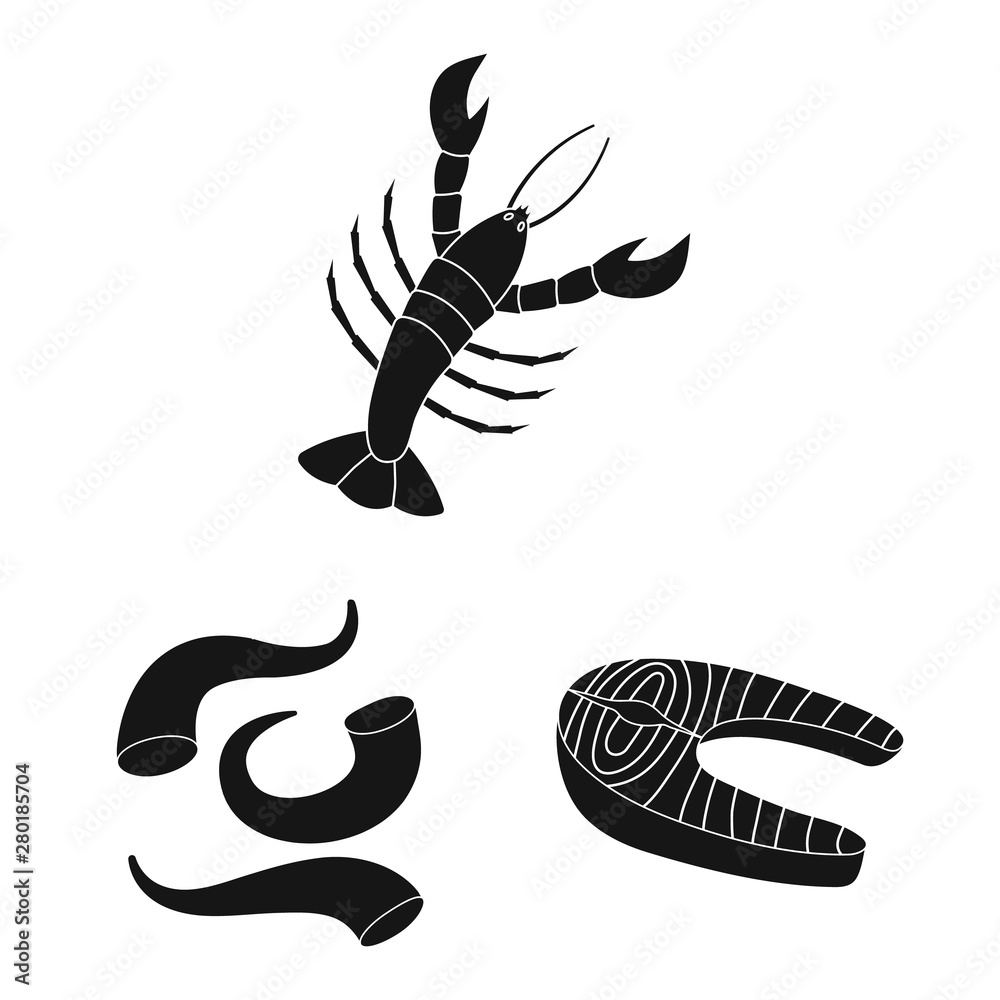 Vector design of market and marine icon. Set of market and sea stock vector illustration.