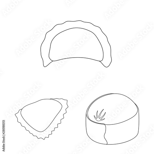 Vector design of food and dish sign. Set of food and cooking stock symbol for web.