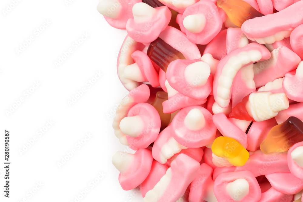 Fototapeta premium Assorted gummy candies. Top view. Jelly sweets.
