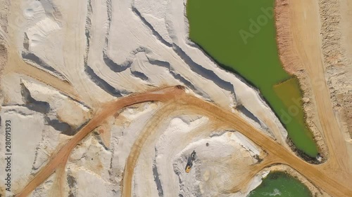 TURNOV, CZECH REPUBLIC - JUNE, 2019: Aerial drone view of a chalkpit near Turnov city. photo