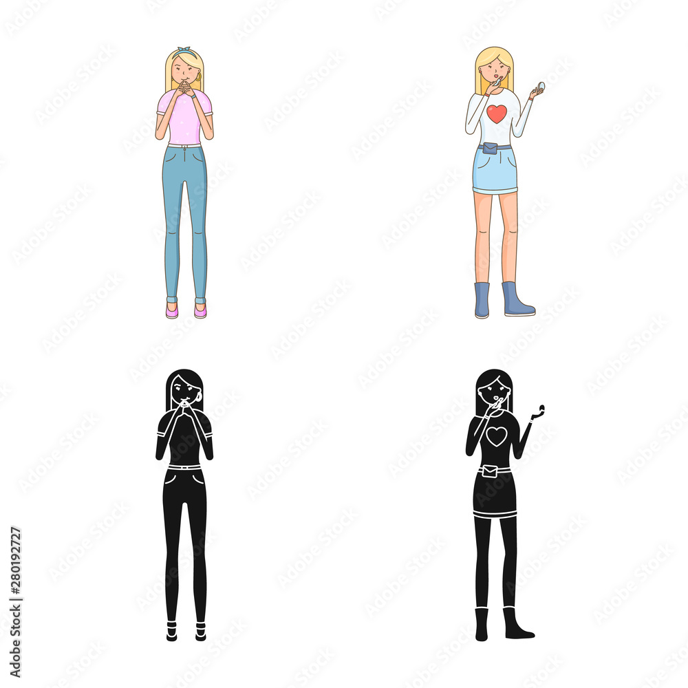 Fototapeta premium Vector design of posture and mood icon. Collection of posture and female vector icon for stock.