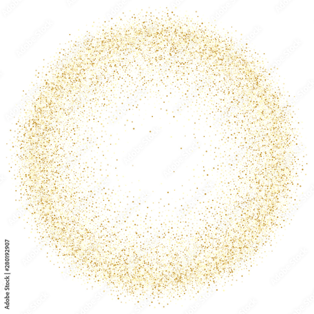 Gold sparkles glitter dust metallic confetti vector frame border background. Gold sparkles glitter dust metallic confetti vector frame border background.