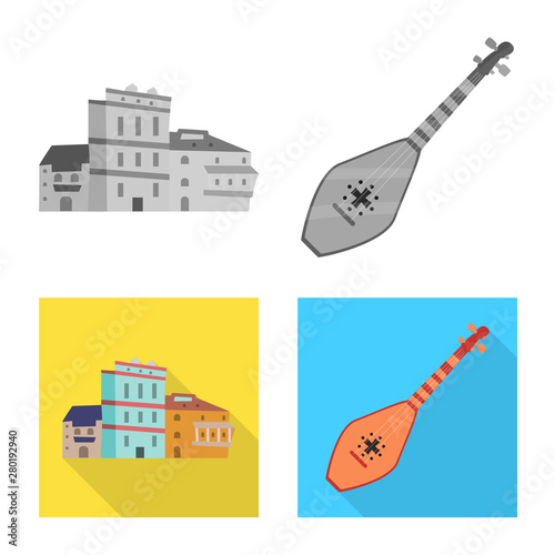 Isolated object of culture and sightseeing symbol. Set of culture and originality stock vector illustration.