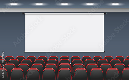 projector screen and chairs in the meeting room