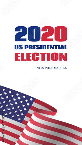 2020 US Presidential election banner. Vector vertical template for vote