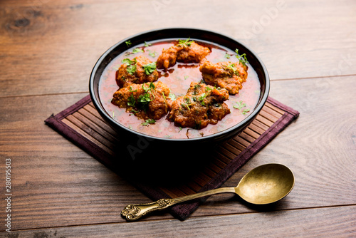 Fototapeta Naklejka Na Ścianę i Meble -  Lauki Kofta Curry made using Bottel Gourd or Doodhi, served in a bowl or karahi. selective focus
