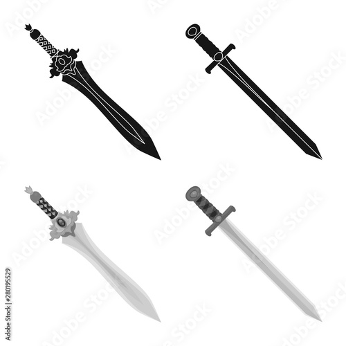 Vector illustration of game and armor symbol. Collection of game and blade vector icon for stock.