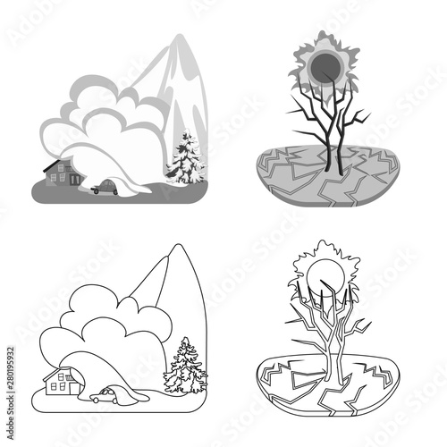 Vector design of weather and distress symbol. Set of weather and crash stock symbol for web.
