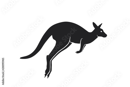 kangaroo silhouette side view. isolated vector image of Australian wild animal