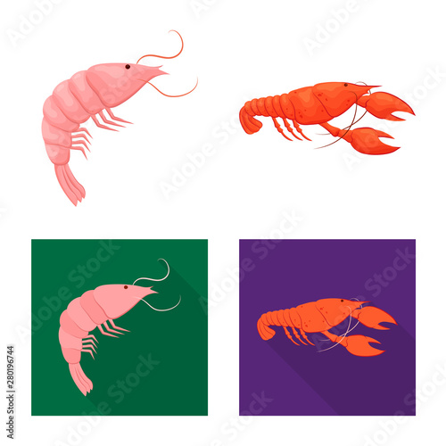 Vector illustration of appetizer and ocean logo. Set of appetizer and delicacy stock vector illustration.