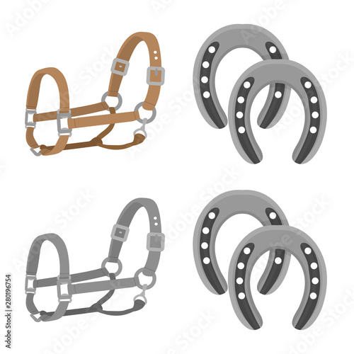 Vector design of equipment and riding logo. Set of equipment and competition stock vector illustration.