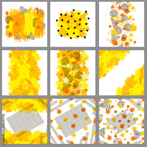 Autumn. Colorful backgrounds set . Vector illustration