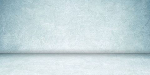 Empty blue concrete room and floor background, Perspective blue gradient concrete for interior background, backdrop,  Gray grunge cement room with space for product display mockup, template