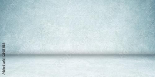 Empty blue concrete room and floor background, Perspective blue gradient concrete for interior background, backdrop,  Gray grunge cement room with space for product display mockup, template