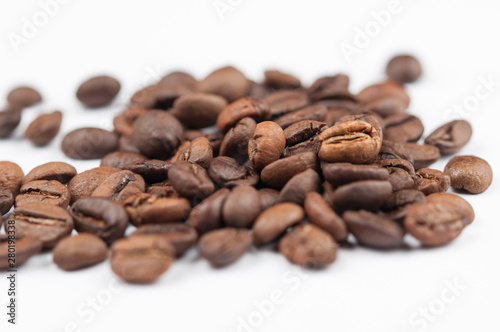 Coffee beans isolated on white background.Copy space