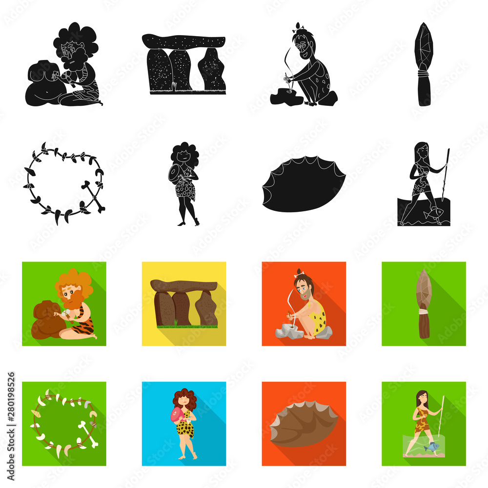 Isolated object of evolution and prehistory logo. Set of evolution and development vector icon for stock.