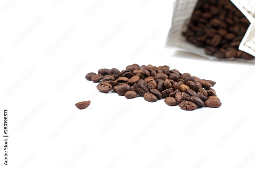 Coffee beans isolated on white background.Copy space Coffee beans isolated on white background.Copy space